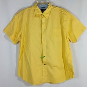 Nautica A Bit Trimmer Yellow Button Up Shirt Men Size XXL Short Sleeve